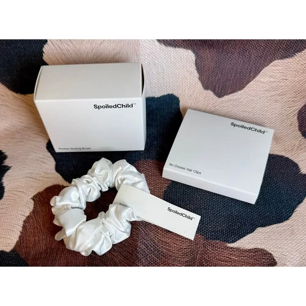 Spoiled Child Hair Accessories Lot of 3 - Scrunchie, Hair Clips, Pocket Brush
